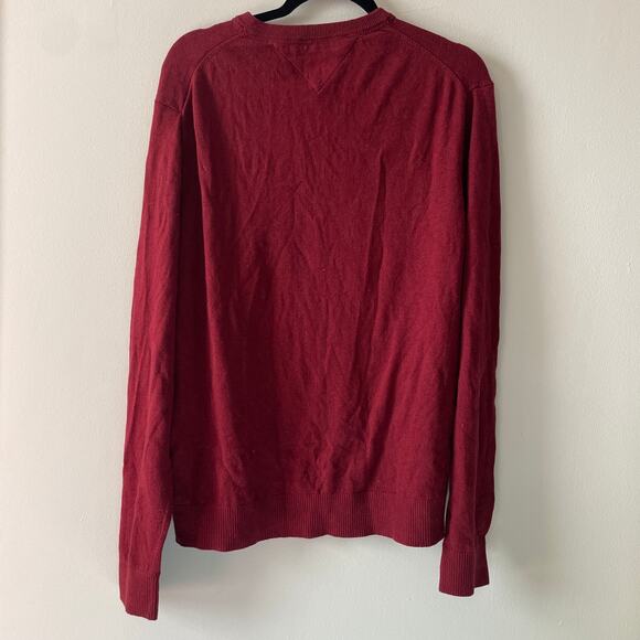 Tommy Hilfiger The Cotton Mix V-Neck Sweater Red Pima Cotton Cashmere Blend S L - Picture 7 of 7